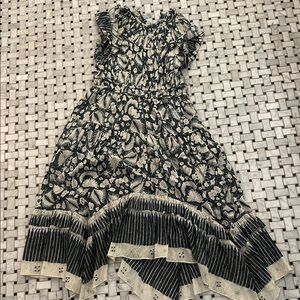 Elegant Black and Cream Floral Dress